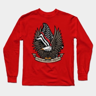 Firefighter/EMT Thin Red Line Flag Courage, Compassion, Strength, with Eagle Long Sleeve T-Shirt